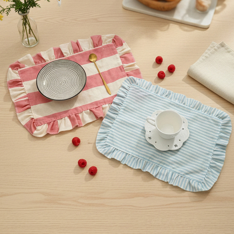 Photography Of Food - Minimalist Stripe Ruffle Placemat Coffee Table