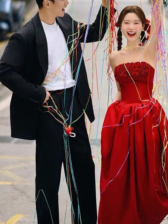 2025 New Red Bridesmaid Street - огляд і ціна Photography Outfit