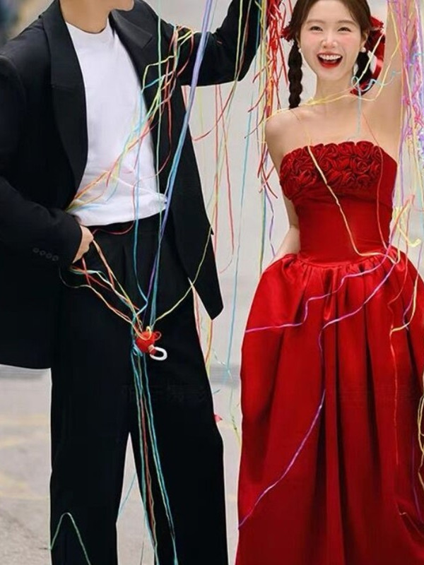 2025 New Red Bridesmaid Street - огляд і ціна Photography Outfit