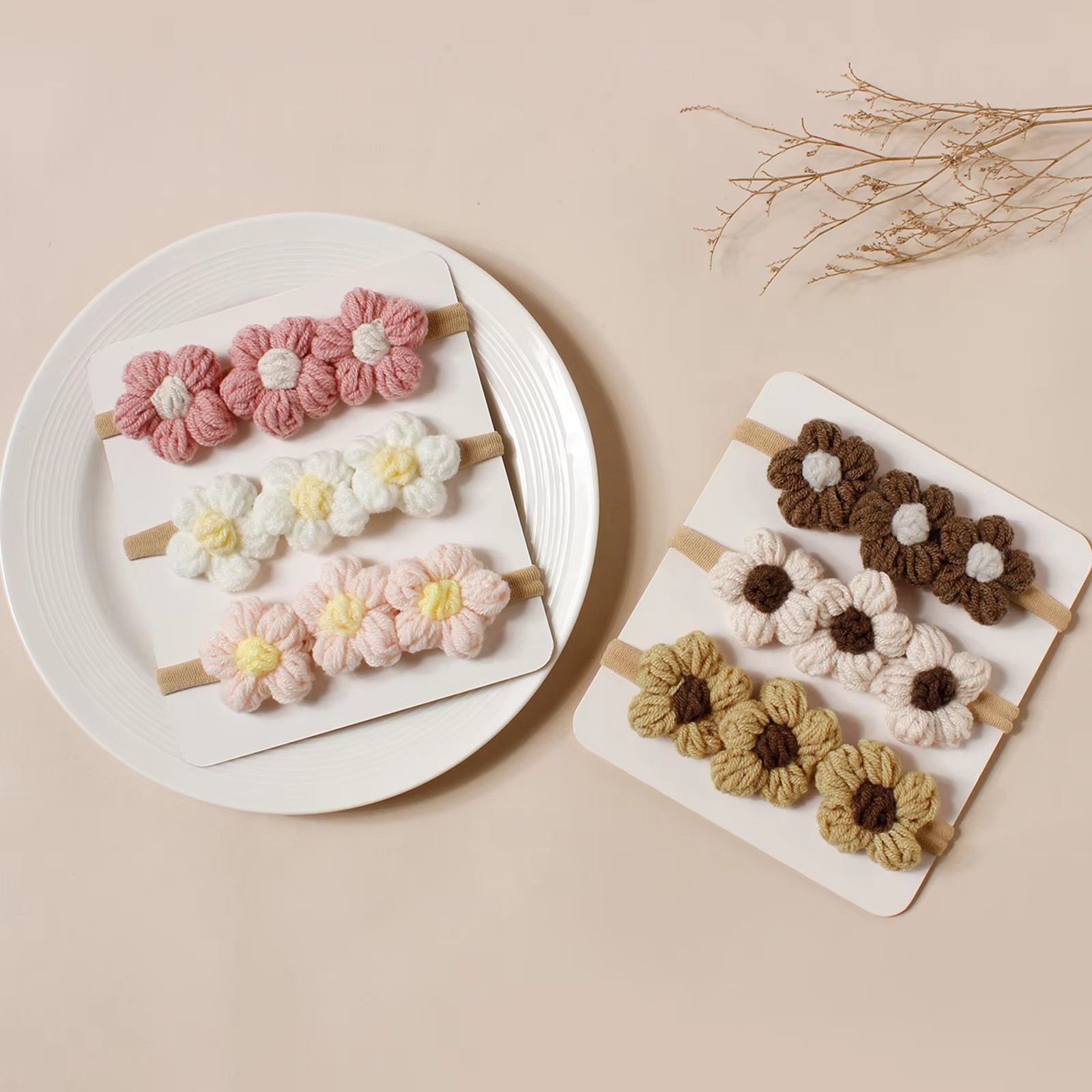 3pcs Wool Flower Baby Headband - огляд і ціна Photography Still Life